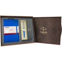 Фото Подарунковий набір: Коробка + Кулькова ручка Parker JOTTER 17 CT BP 15 132 + Блокнот Axent Partner A5 блакитний8201-07-A