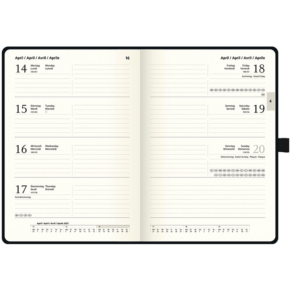 Тижневик Brunnen 2025 Euro А5 Strong чорний 10-791 66 905