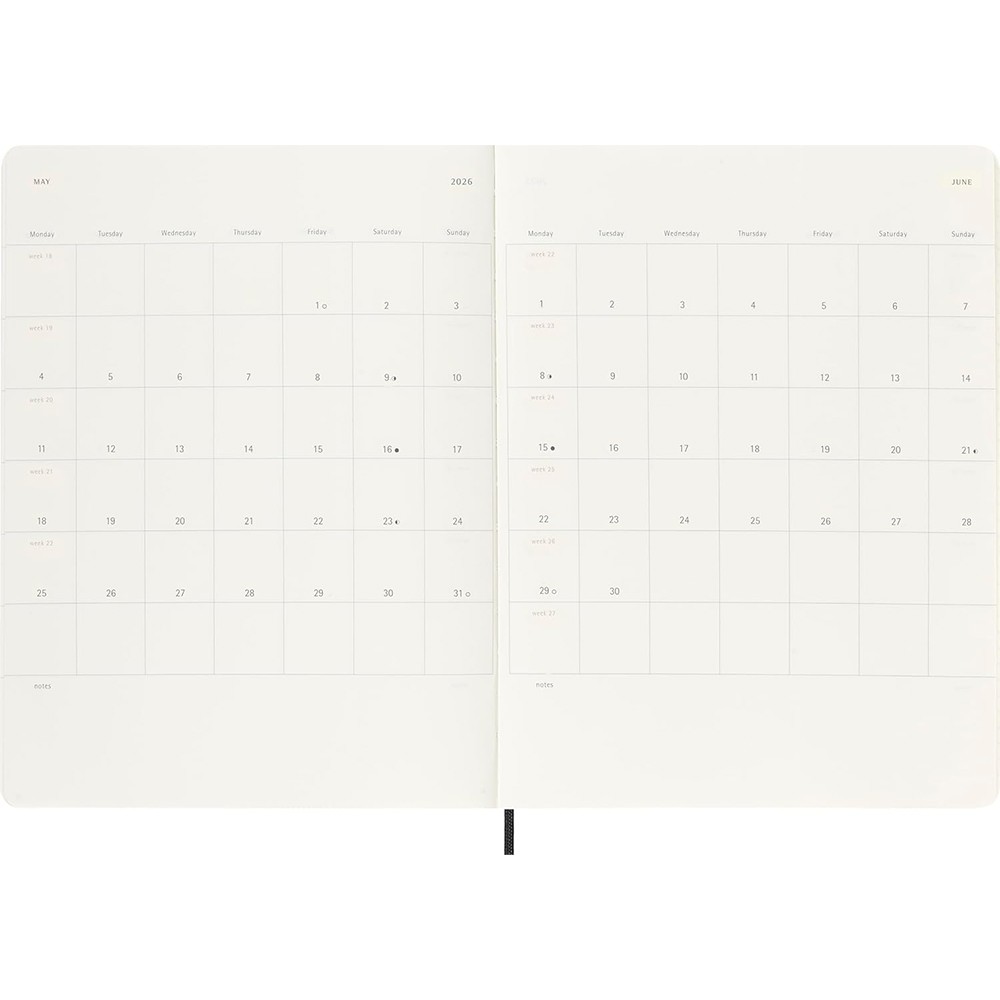 Щотижневик Moleskine 2025-2026 великий чорний 8056999275495