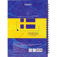 Фото Блокнот на спіралі Axent Flags Stockholm 8032-08-A, A5, 145x210 мм, 96 аркушів, клітинка, тверда обкладинка