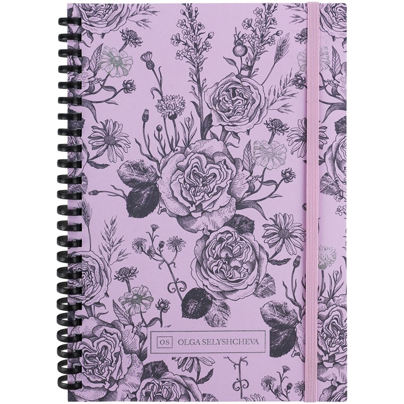 Блокнот на спiралi Axent Olga Selyshcheva, Pink Roses 8471-2-A-OS, A5, 80 аркушів, клітинка, тверда обкладинка