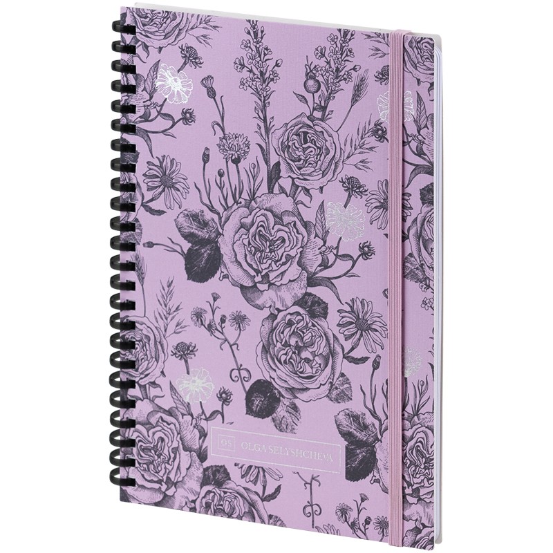 Блокнот на спiралi Axent Olga Selyshcheva, Pink Roses 8471-2-A-OS, A5, 80 аркушів, клітинка, тверда обкладинка