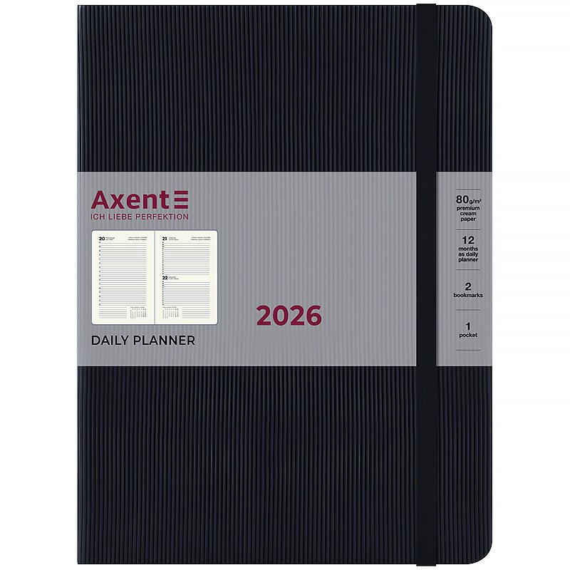 Щоденник 2026 Axent Grand Lines 8831-26-01-A, 195x255 мм, чорний