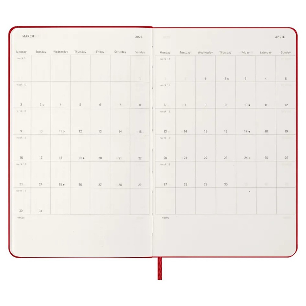 Щоденник Moleskine 2026 середній Червоний 8056999274559