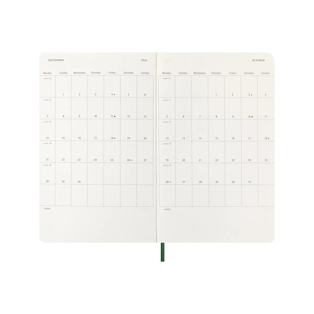 Щотижневик Moleskine 2026 средний Мягкий Миртовый Зеленый 8056999275532