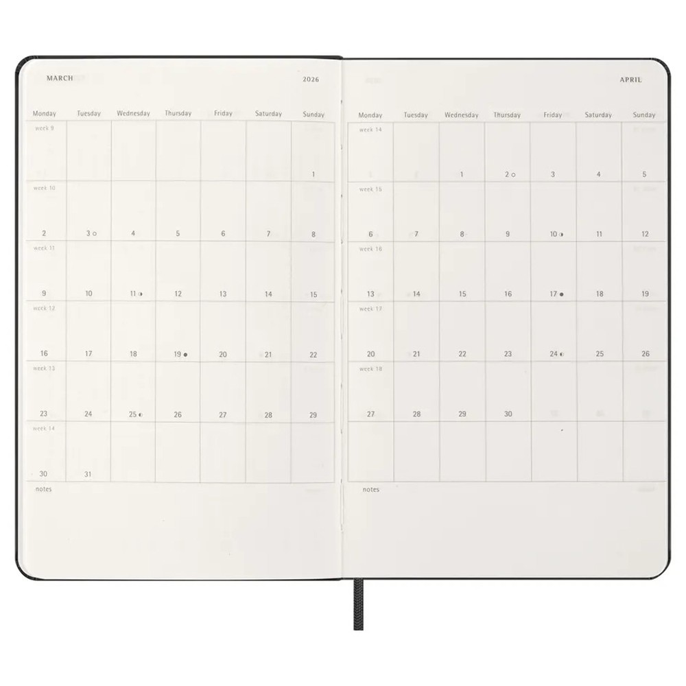 Щотижневик Moleskine 2026 средний Чорний 8056999274689
