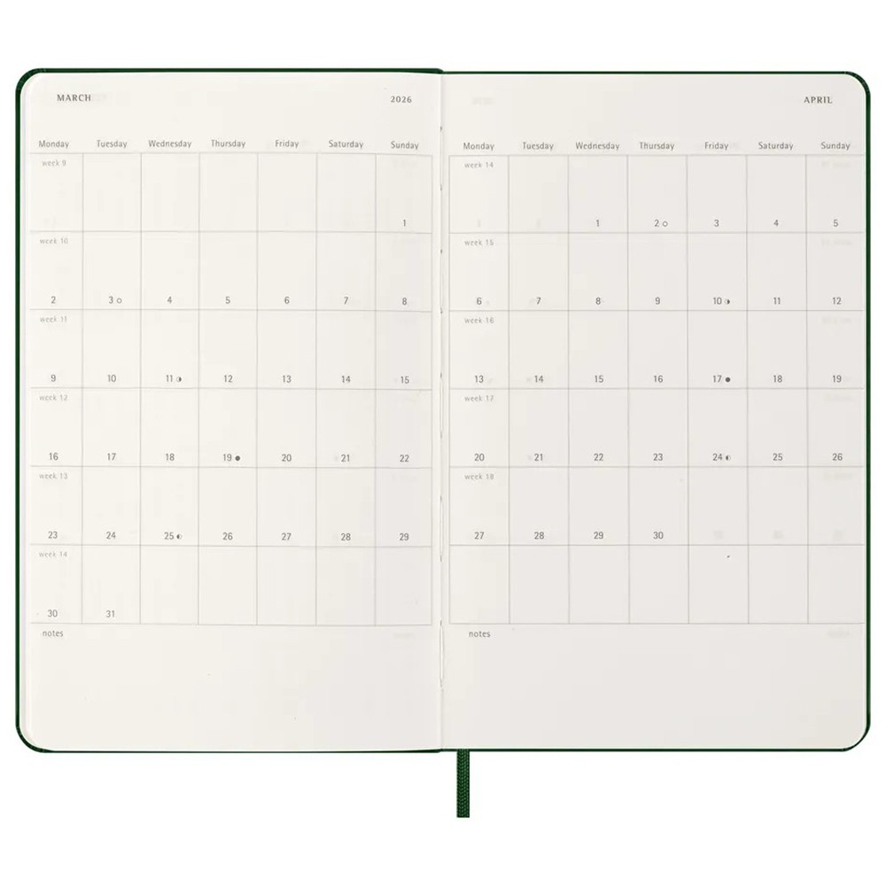 Щотижневик Moleskine 2026 средний Миртовий Зелений 8056999275525