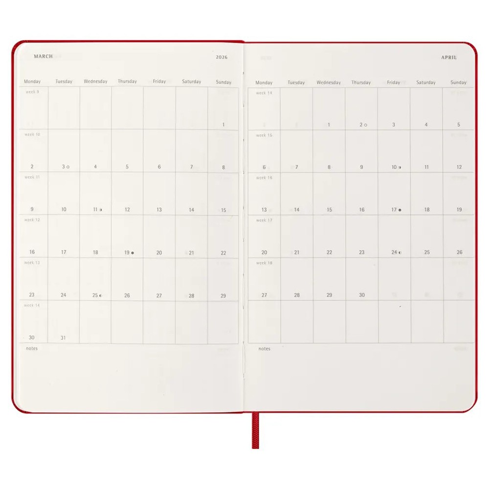 Щотижневик Moleskine 2026 средний Червоний 8056999274696
