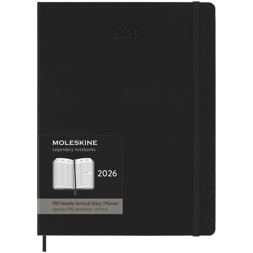 Щотижневик Moleskine 2026 PRO Вертикальний великий Чорний 8056999274665